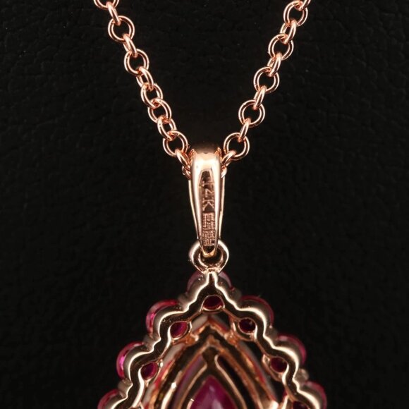 Certified + Warranty / NEW / EFFY Ruby & Diamond Necklace / 14K - Picture 6 of 7